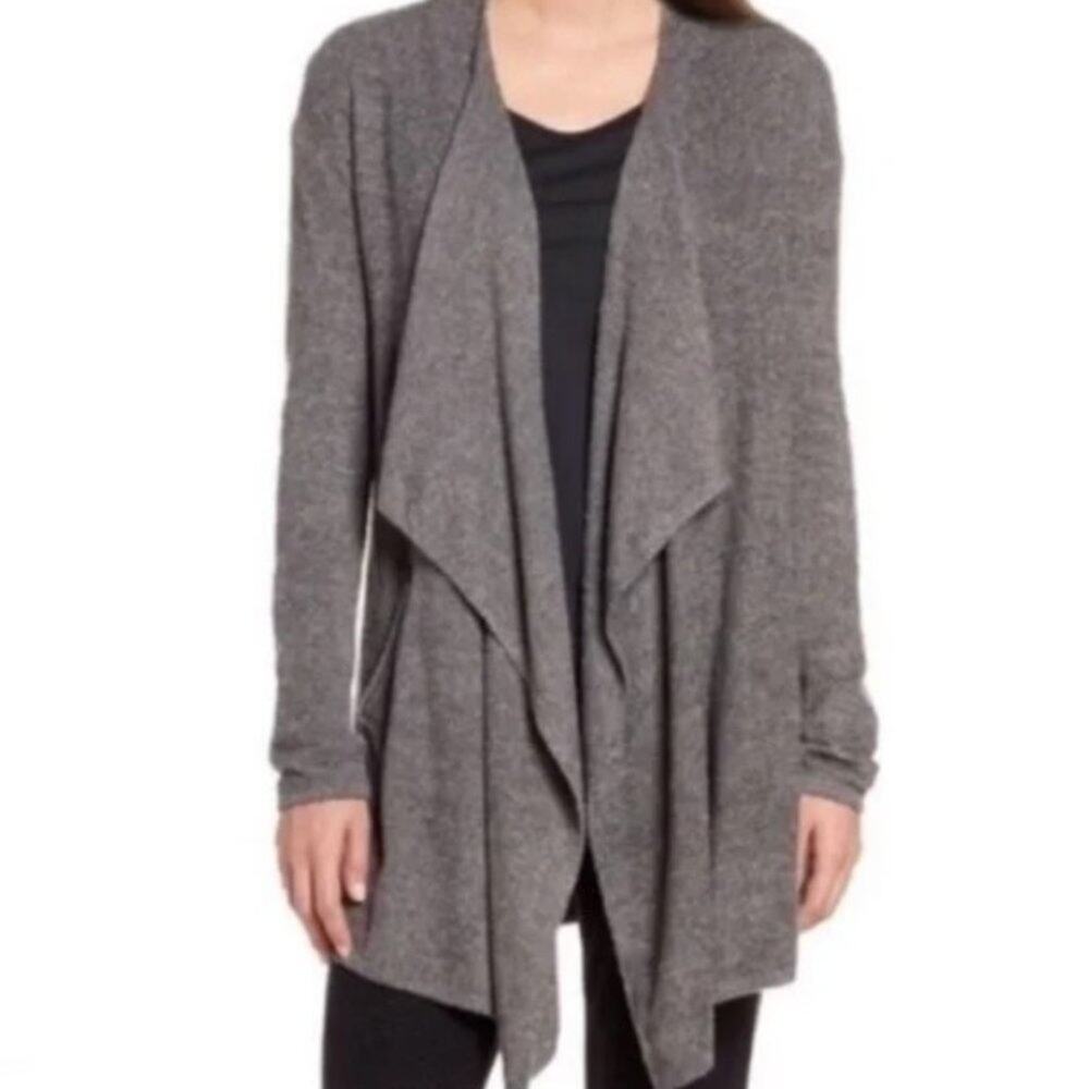 Barefoot Dreams Brand Bamboo Chic Lite Wrap Cardigan Size Medium Dark Gray